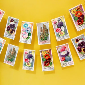 Guirlande de fleurs vintage pour le printemps été, conception de paquets de graines de 2 mètres