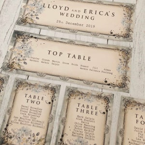 Wedding Plan Planner Table Seating Guest Vintage Style Blue image 4