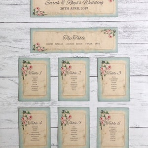 Vintage Style Wedding Table Planner Blue Seating Plan