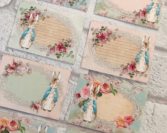 Peter Rabbit pastel card toppers/ place cards party baby shower birthday vintage style