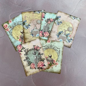 vintage perfume - set of 6 - note cards, post cards