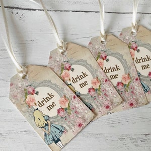 Drink Me Alice in Wonderland gift tag labels bottle tags - set of 10