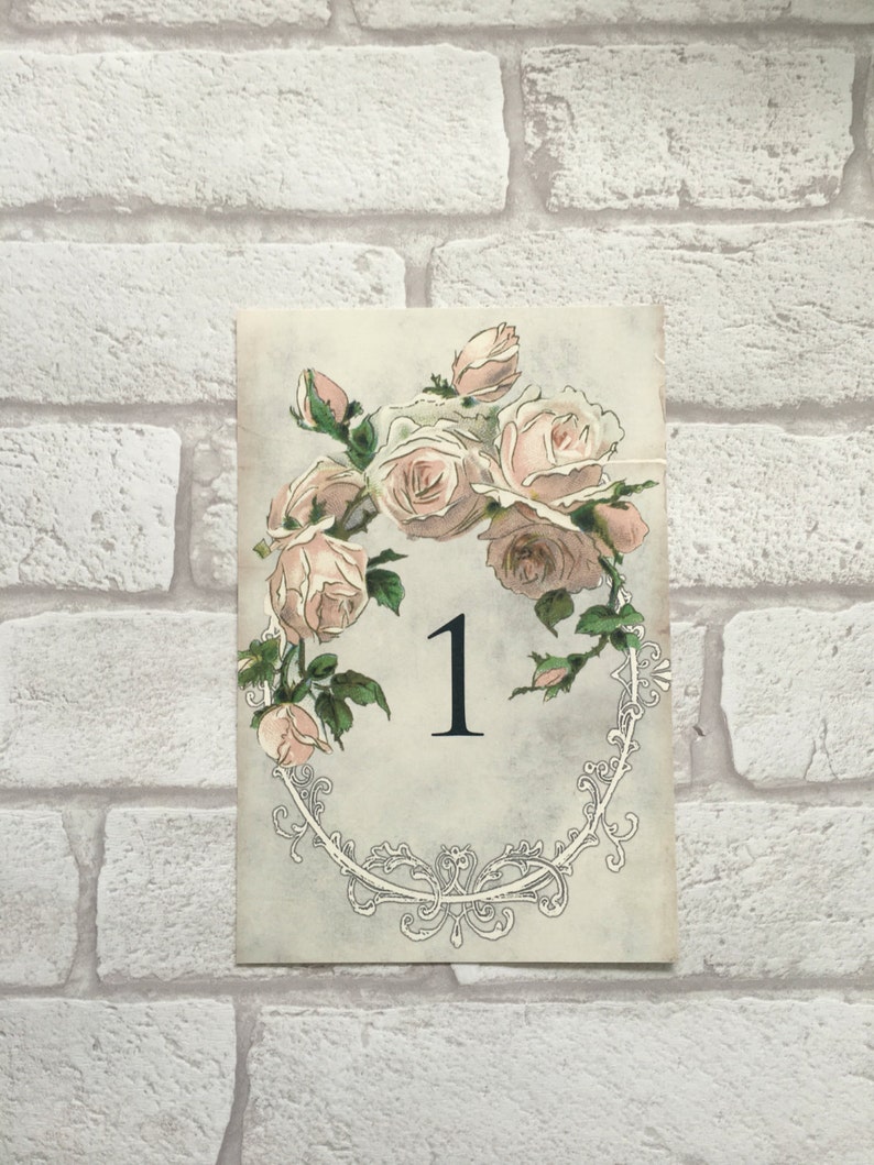 Vintage Style Wedding Table Numbers Names Cards Cream Flower Etsy