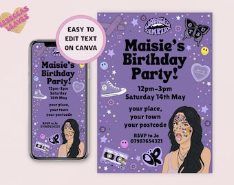 Olivia Rodrigo Party Invitation - Digital Template Editable Text