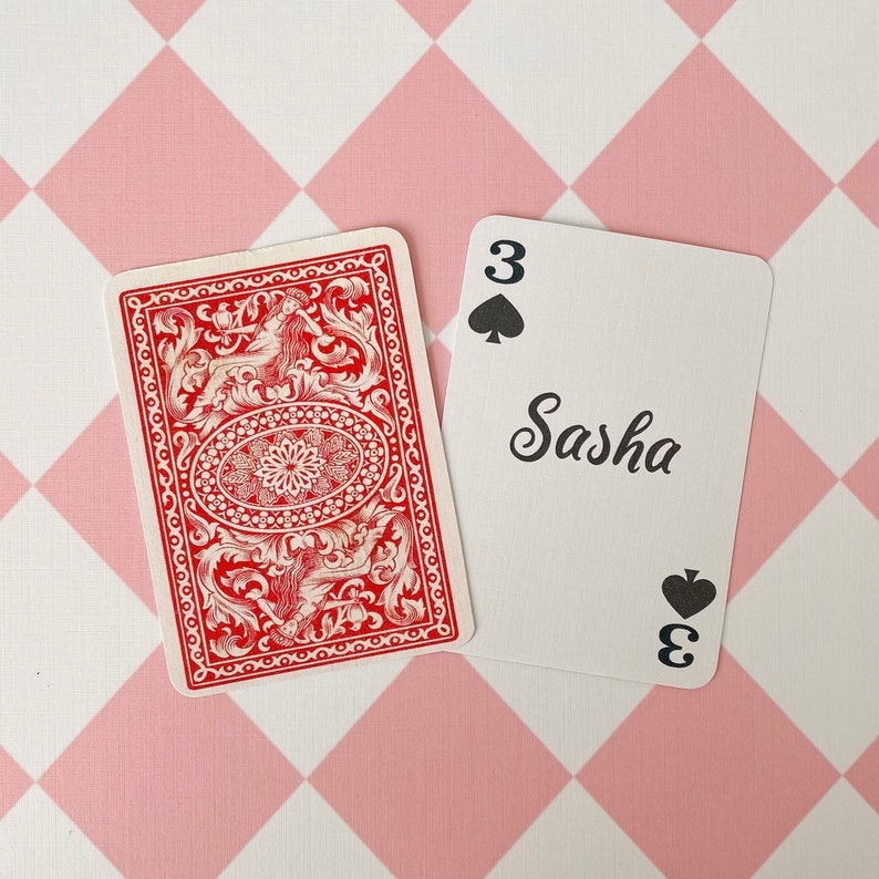 Playing Card Place Name Cards Personalised With Guests Wedding Etsy