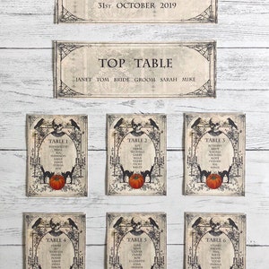 Spooky Halloween Table Planner Cards Seating Plan Wedding Party Event ...