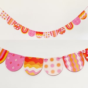 Groovy Retro Garland Home Decor Bunting 2 metres DOUBLE SIDED!