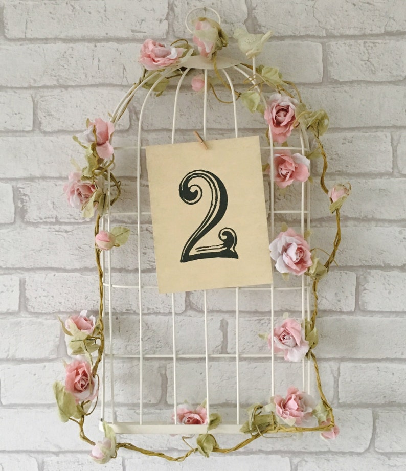 Wedding Table Number Cards Simple Rustic retro vintage style image 3