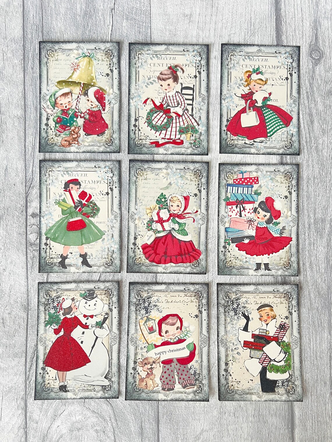 Christmas Card Toppers Vintage Retro Style for Scrapbooking - Etsy UK