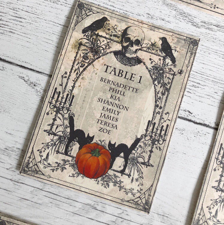 Spooky Halloween Table Planner Cards Seating Plan Wedding Party Event ...