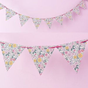 Liberty Bunting Garland Flor Decoração de Verão Dupla Face 2 metros