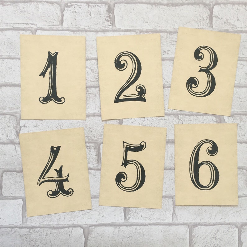 Wedding Table Number Cards Simple Rustic retro vintage style image 2