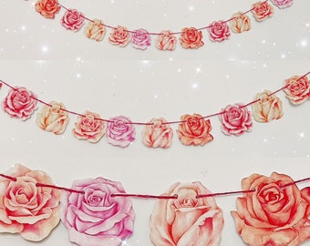 Rose Garland Spring wedding party home decoration card flowers 2 metres birthday baby shower bride to be