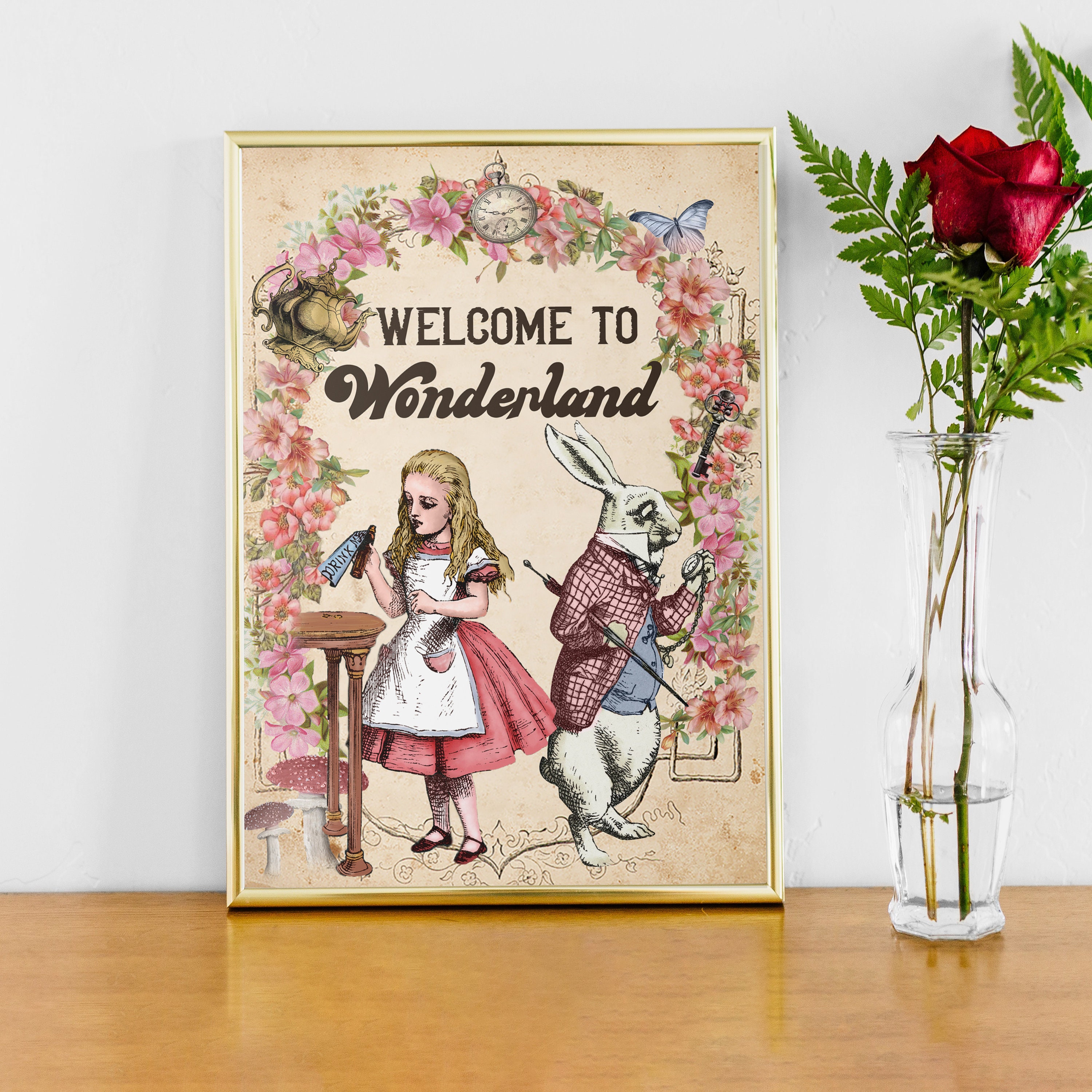 Alice Sign Welcome to Wonderland Print Alice Sign Home Decor - Etsy UK