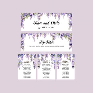 Wisteria Wedding Table planner Cards Seating Plan