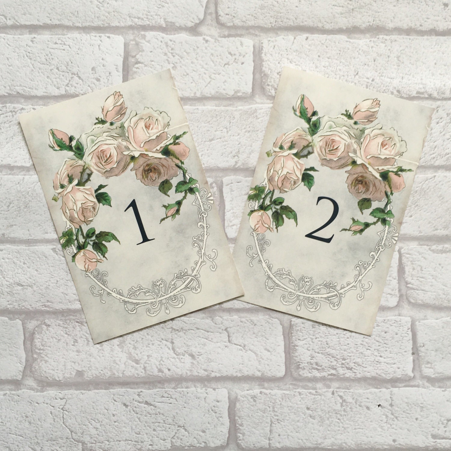 Vintage Style Wedding Table Numbers Names Cards Cream Flower Etsy