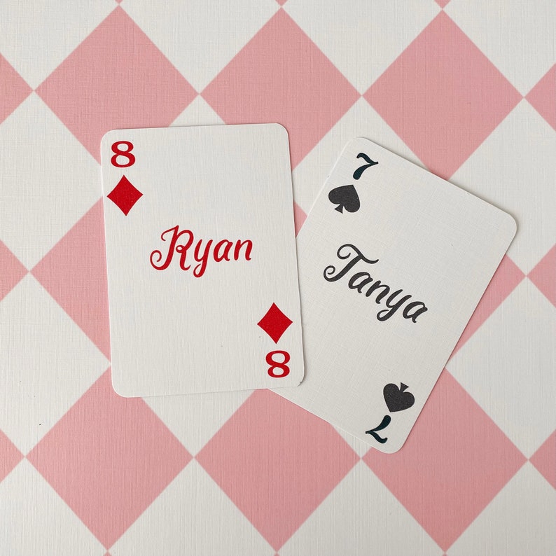 Playing Card Place Name Cards personalised with guests wedding Etsy