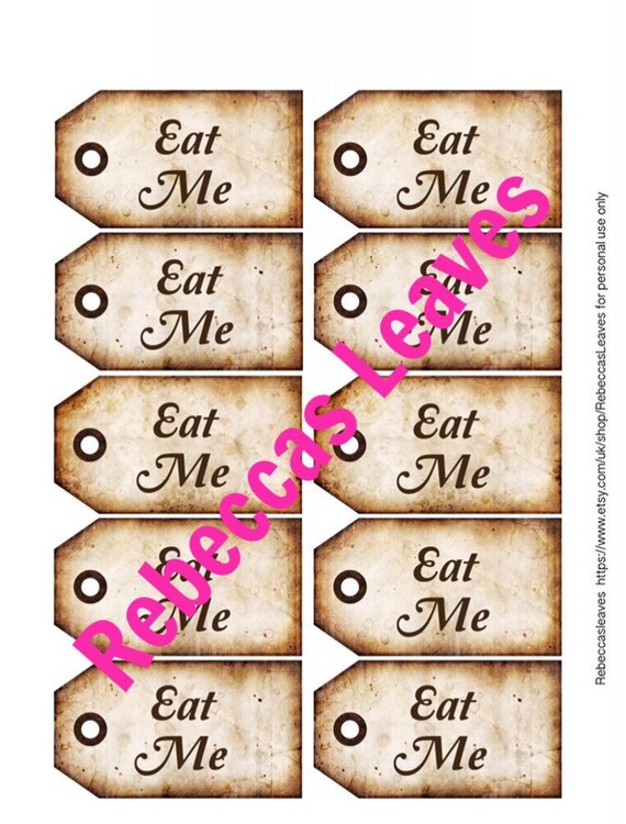 wedding favors party favours - Digital Download Instant gift tags Drink Me Alice In Wonderland