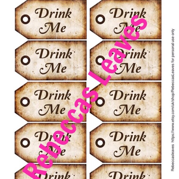Drink Me Tags - Etsy