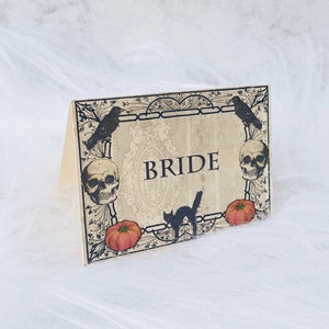 Spooky Halloween Place Name Cards - set of 10 - Personalised party wedding