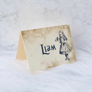 Lot de 10 cartes de noms de lieu pour mariage sur le thème d'Alice - Vintage personnalisé au pays des merveilles