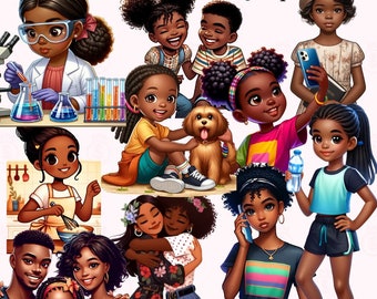 Black Girl Clipart, Black Gilr Clip art, imágenes prediseñadas de chica afroamericana, Black Girling, arte de chica negra