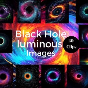 Buchi neri luminosi, Stampe di buchi neri, Immagini di buchi neri al neon, immagini di buchi neri, clipart spaziali, pianeti spaziali al neon, clipart dell'universo