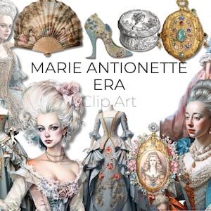 Clipart de Maria Antonieta, ilustrações de Maria Antonieta, imagens da rainha francesa, clipes de royalties franceses, inserções de diário indesejado, clipes de história,