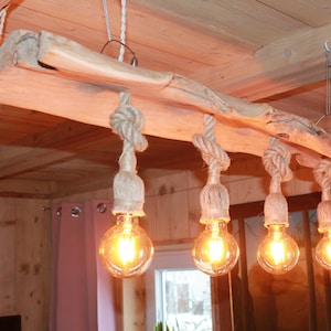 Beautiful hanging lamp / absolutely unique & handmade / cherry wood and great sockets