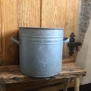 Rare! Antique zinc pot with wonderful, old patina / Brocante & Vintage / 2 handles / Country house &quot;farmhouse&quot; garden decoration