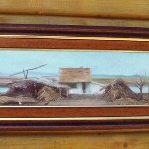 Rarely !! Very typical Hungarian landscape &quot;PUSTA&quot; oil painting with a very nice wooden frame
