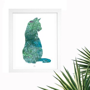 Cat Art. Personalised Map Print. Map Art. Paper Cut.