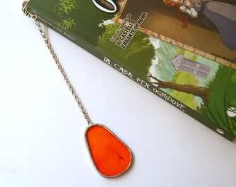 Segnalibro carino arancione a forma di matrioska in vetro e metallo decorato accessorio gioiello per amanti della lettura  e dei libri