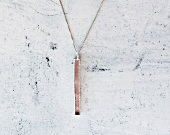 Pink sterling silver necklace pendant, thin stained glass pendant in transparent pink, minimalist necklace for woman, geometric unisex gift