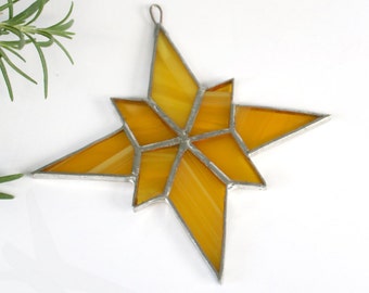 Christmas decoration in yellow art glass gift idea in Tiffany tecnique
