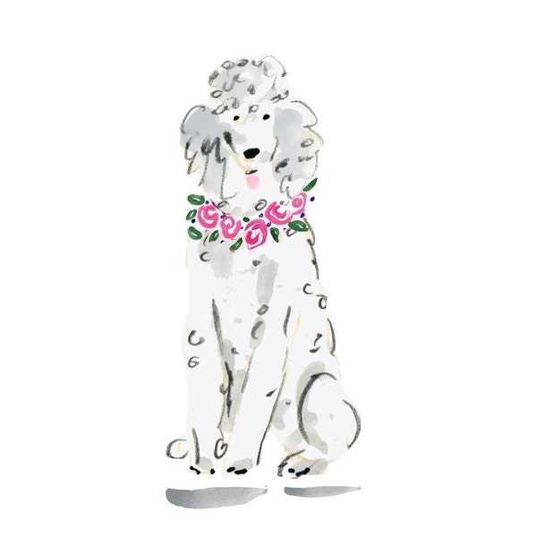 Poodle Gifts, Poodle Clip Art, Poodle Floral Garland, Poodle Dog Portrait, Watercolor Dog Nursery Art, Poodle Greeting Card, Poodle Mug