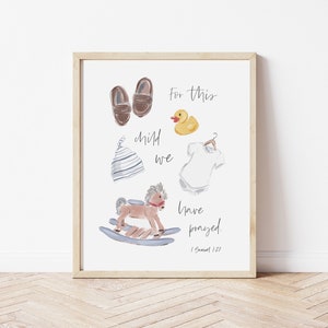 1 Samuel 1:27, For this child we have prayed Bible Verse, Baby Boy Wall Art, Boy Nursery Decor, Boy Nursery Decor Modern, Boy Nursery Art