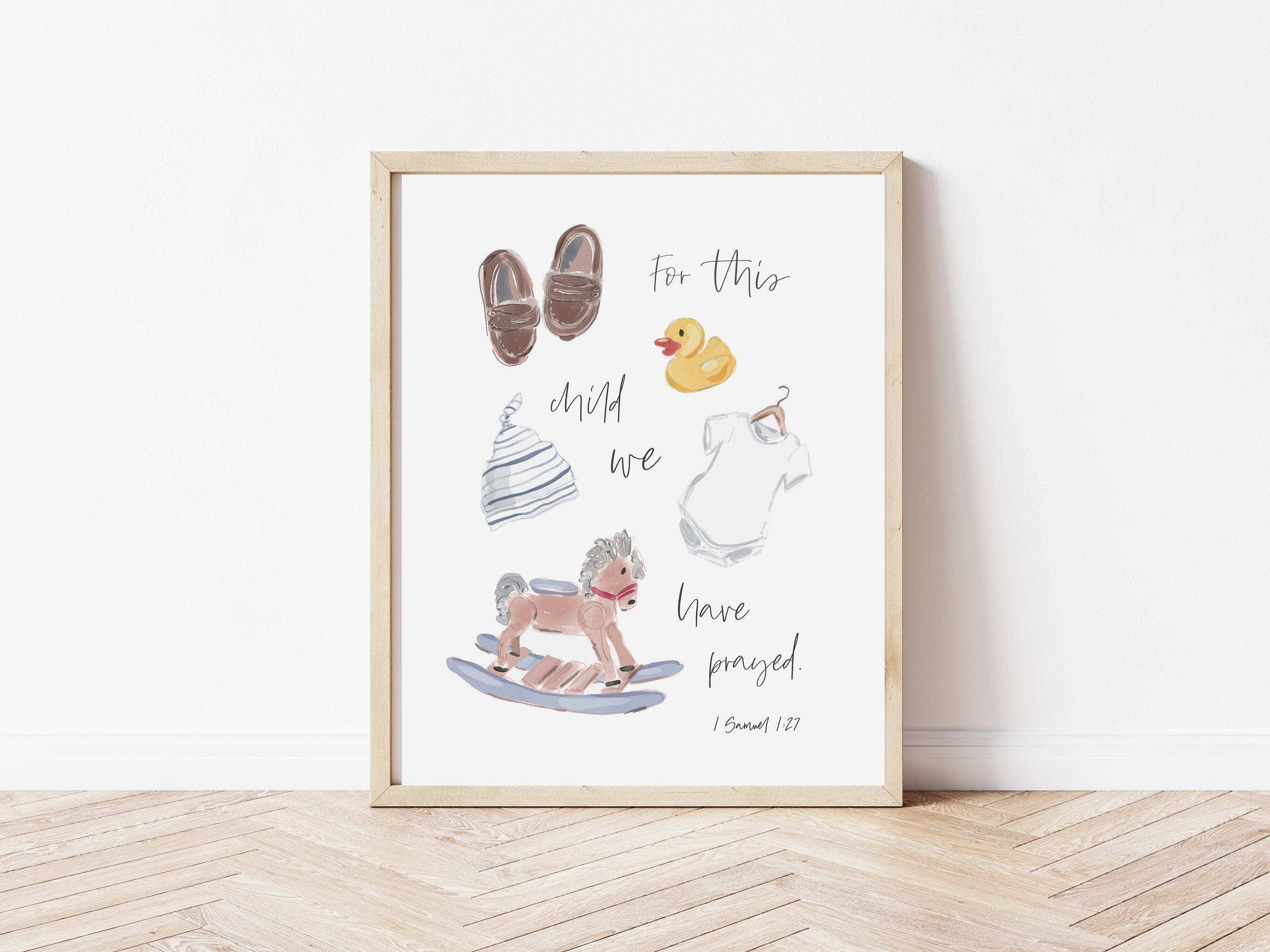 1 Samuel 1:27, For this child we have prayed Bible Verse, Baby Boy Wall Art, Boy Nursery Decor, Boy Nursery Decor Modern, Boy Nursery Art
