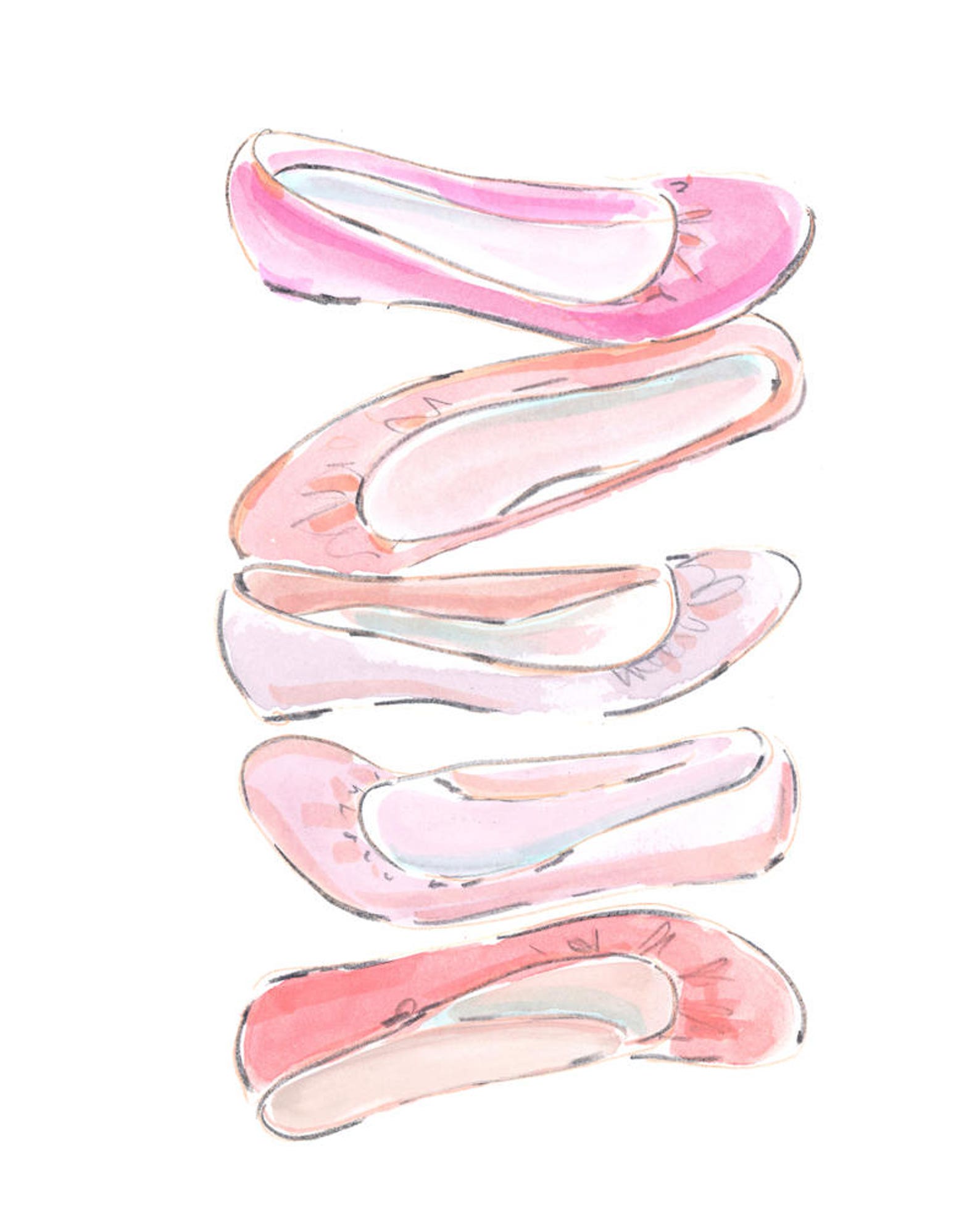 ballet flats print, fashion clip art, fashion print, ballet clip art, shoe clip art, fashion printable, ballet printable, baller