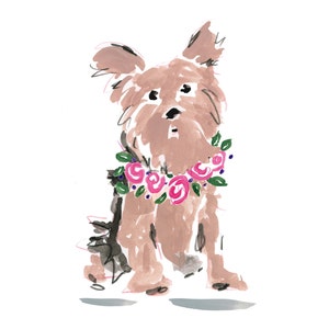 Yorkie Clipart, Yorkie PNG, Yorkie Mom, Yorkie mit Blumengirlande, Aquarell Yorkie Porträt, Yorkie Aufkleber, Yorkie Geschenke, Yorkie Welpe