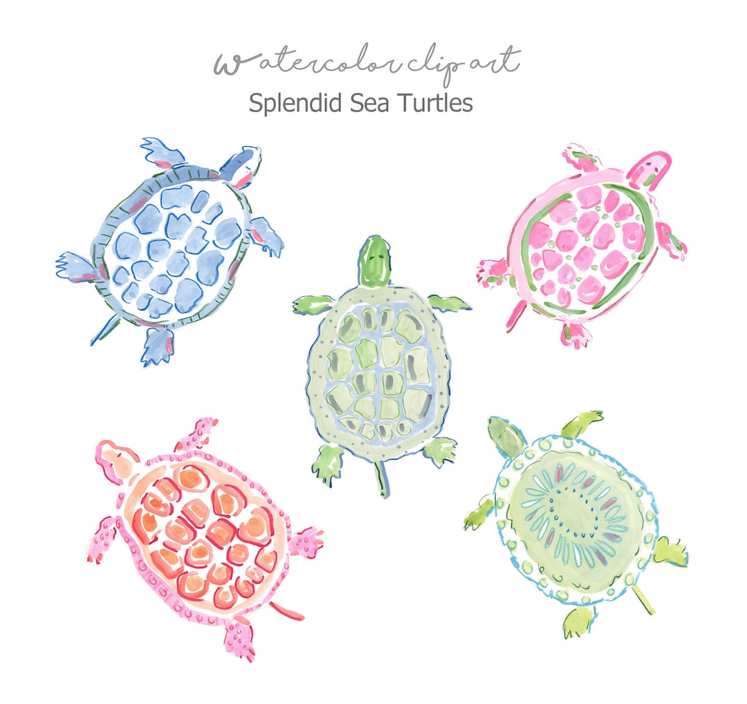 Watercolor Turtles Clip Art Collection, Watercolor Sea Turtles Clip Art ...