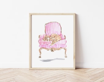 Golden Retriever Art, Golden Retriever Mom, Nursery Decor Girl, Watercolor Dog Portrait, Watercolor Dog Nursery Art for Girl, Nursery Decor