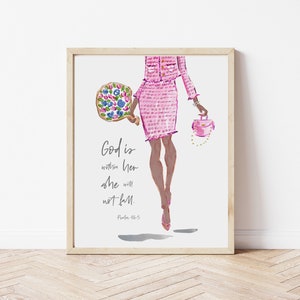 God is within her scripture art, Pastor&#39;s wife gift, Bible Art, Instant Download, Psalm 46 5, Wall Art, Religious Art, Printable, Wall Decor