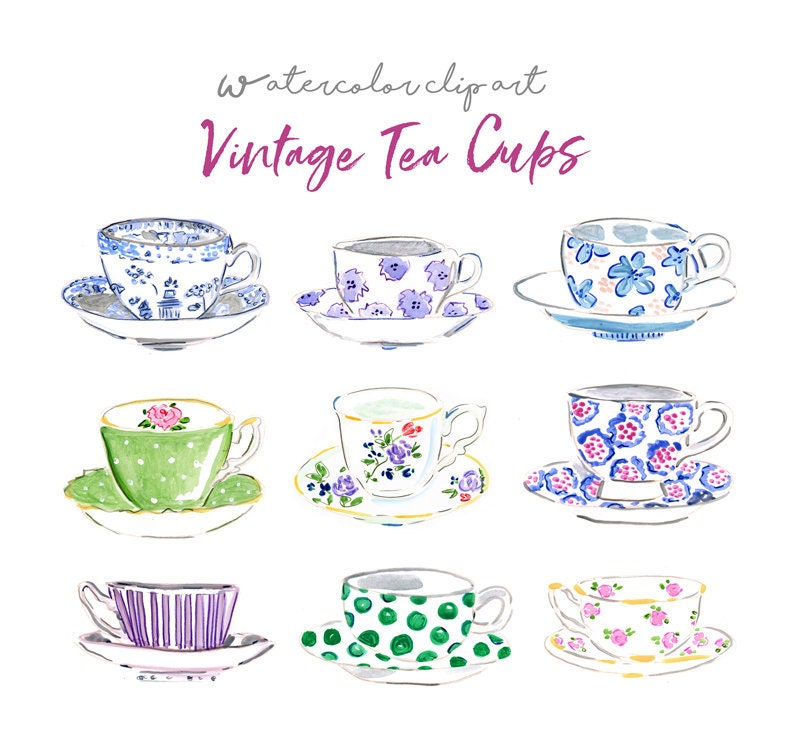 Teacup Clipart Tea Clipart Teacup Floral Vintage Tea Cups Tea Party Clipart Tea  Cups Clipart Teapots Digital Collage Sheet Fussy Cut,cricut -  Israel