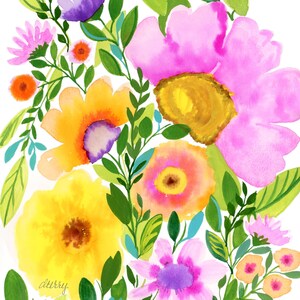 Watercolor floral, floral print, watercolor flower print, pink flower painting, watercolor painting, flower painting, original watercolor