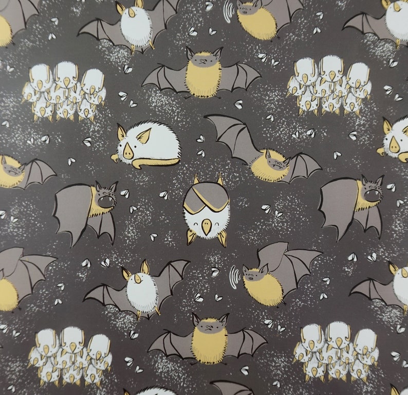 Cadeaupapier met dwergvleermuis en hondurese vleermuis spookachtig patroon - 3 vellen afbeelding 9