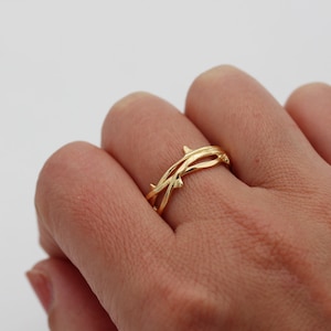 Spikes Ring in Sterling Silver Thorns Ring Handmade Ring Crafted in Italy Rose Ring Nature Ring Botanical Jewelry Organic Ring - Amejewels