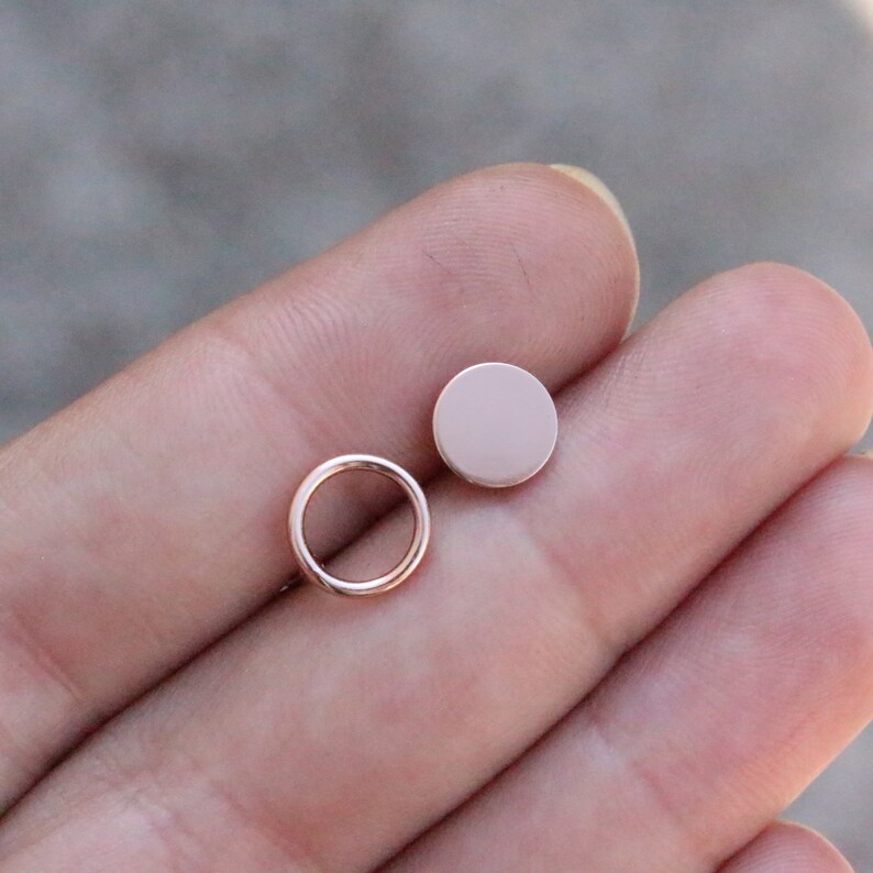 6 Pezzi Di Orecchini A Bottone Rotondi In Acciaio Inossidabile - Foto 4