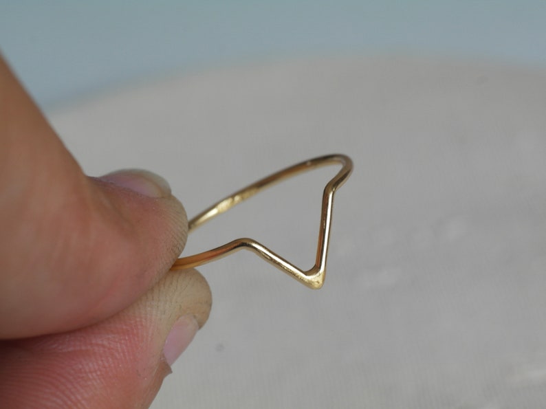 Chevron Ring Sterling Silver Ring Triangle Ring Stacking Ring | Etsy