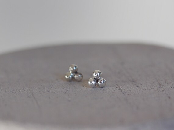 Mini Spheres Stud Earrings Sterling Silver Earrings Geometric | Etsy